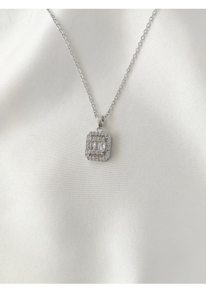 Kadın Paslanmaz Çelik Zirkon Taşlı Baget Kolye fiyatları