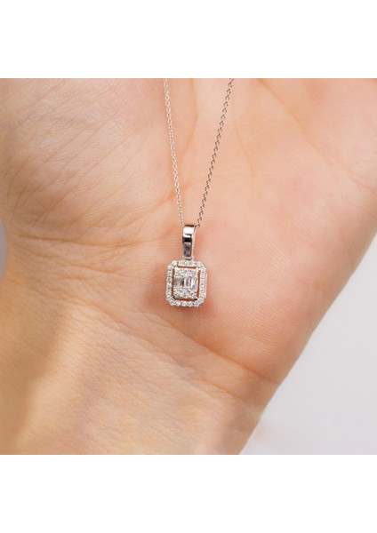 Kadın Paslanmaz Çelik Zirkon Taşlı Baget Kolye fırsatları