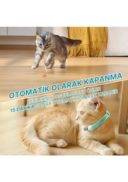 Beyaz Akıllı Kedi Lazer Tasma Eğitici ve Egzersiz Oyuncağı
