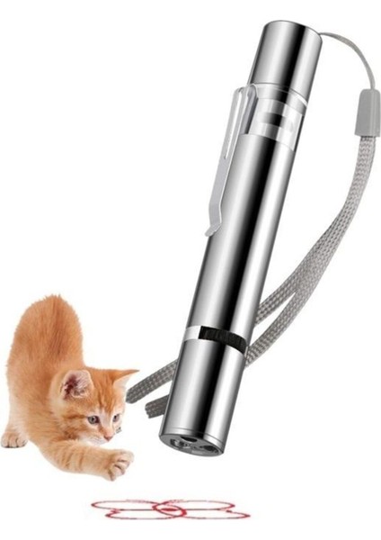 USB Şarjlı Kırmızı ve Beyaz LED Lazer Işığı, Kediyi Eğlendiren Uv Meşale