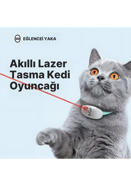 Beyaz Akıllı Kedi Lazer Tasma, Eğlenceli ve Egzersiz Destekli Oyuncak