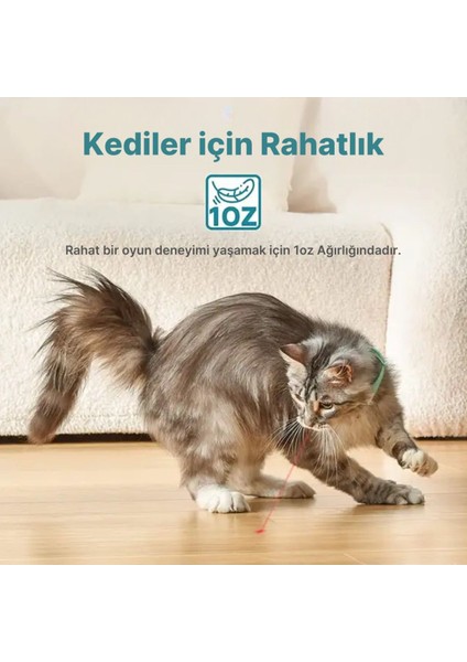 Beyaz Akıllı Kedi Lazer Tasma, Eğlenceli ve Egzersiz Destekli Oyuncak