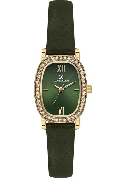 DK.1.13943-4 3 Atm Suya Dayanıklı Deri Kordonlu Yeşil Kadın Kol Saati