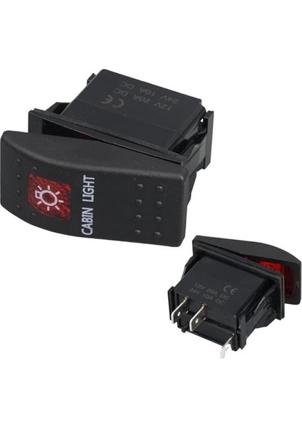 Powermaster Kabin Sembollü Işıklı 3 Pinli On-Off 12-24V Marin Switch