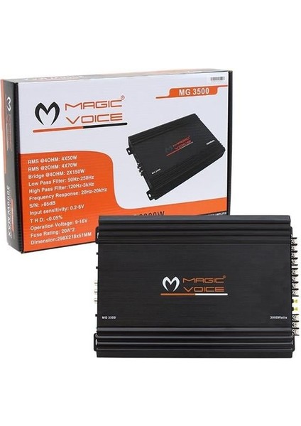 Magicvoice MG-3500 4 Kanal Max 3000 Watt Oto Anfi