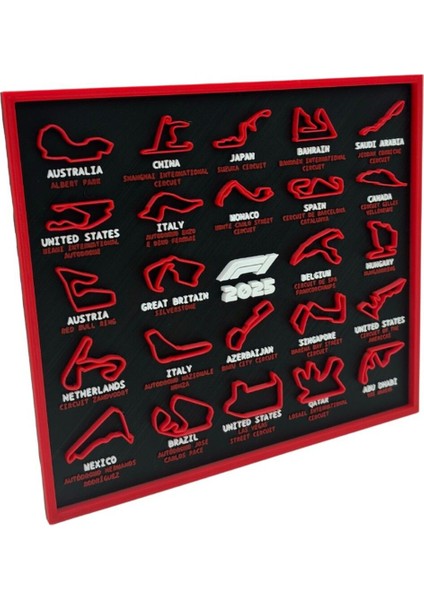F1 Formula 1 2025 Pist Haritası – Yarış Tutkunlarına Özel Dekoratif Tablo🏁