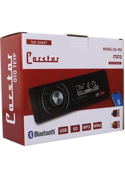 Carstar CS-950 Çift Usb/sd/fm/aux/bluetooth Kumandalı Oto Teyp 4X60 Watt fırsatları
