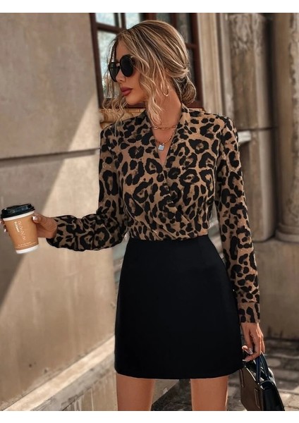 Kadın Uzun Kollu Kruvaze Yaka Krep Mini Boy Elbise modelleri