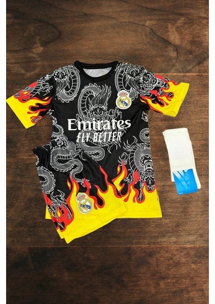 Reall-Madrid Cristiano Ronaldo Özel Tasarım Alevli Çocuk Forması