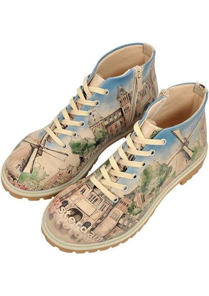 Kadın Vegan Deri Çok Renkli Fermuarlı Kısa Bot - Little By Little One Travels Far Tasarım