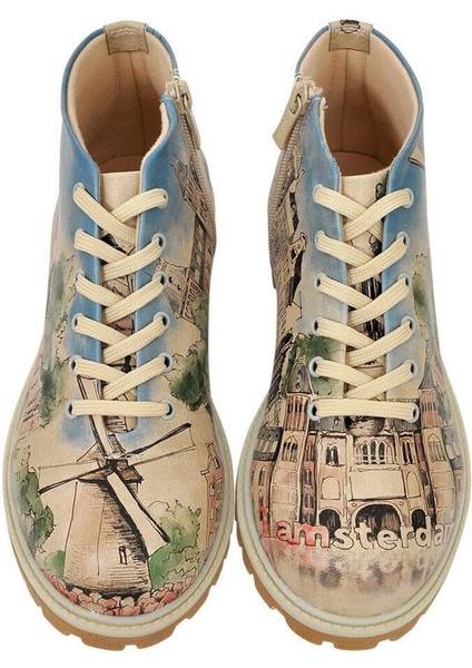 Kadın Vegan Deri Çok Renkli Fermuarlı Kısa Bot - Little By Little One Travels Far Tasarım modelleri