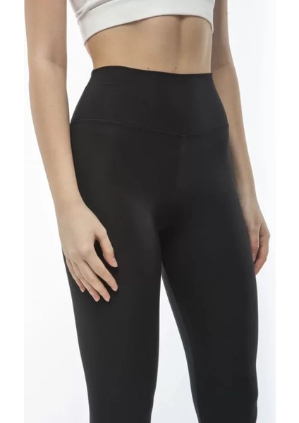 Yüksek Bel Sporcu Düz Tayt - Siyah fiyatları