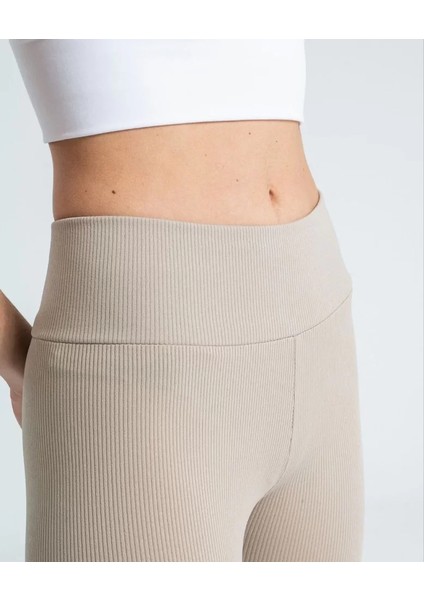 Yüksek Bel Fitilli Tayt - Bej fiyatları