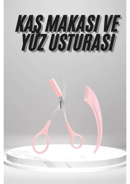 2'li Kaş Bakım Seti Taraklı Kaş Makası ve Kaş Usturası Kaş Şekillendirici