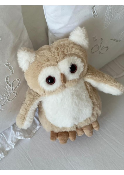 Çocuk Sevimli Baykuş Oyun&uyku Arkadaşı Peluş Yastık Krem 25 cm