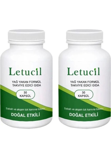 Letucil Zayıflatmaya Hafifliğinize Inceliğinize 30 Lu Yeşil Çay ve Biberiyeli Güç Desteği x 2 Adet