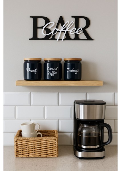 Coffee Bar Yazısı Duvar Dekoru – 3D Baskı Kahve Köşesi Süsü
