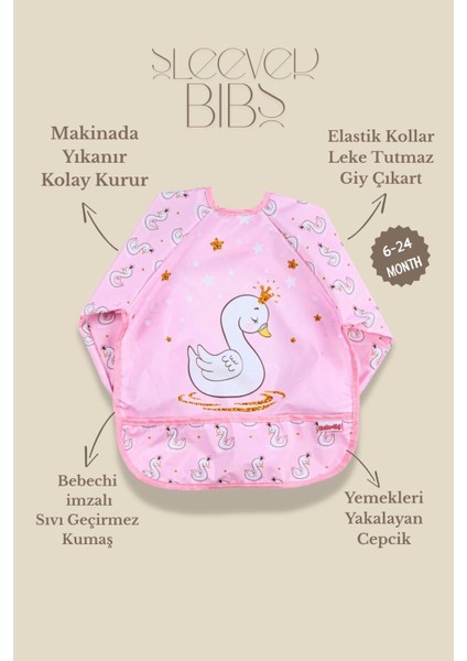 Uzun Kollu Giyilebilir Sevimli Kuğu- Fil Desen Sıvı Geçirmez Aktivite ve Mama Önlüğü 6- 24 Ay fiyatları