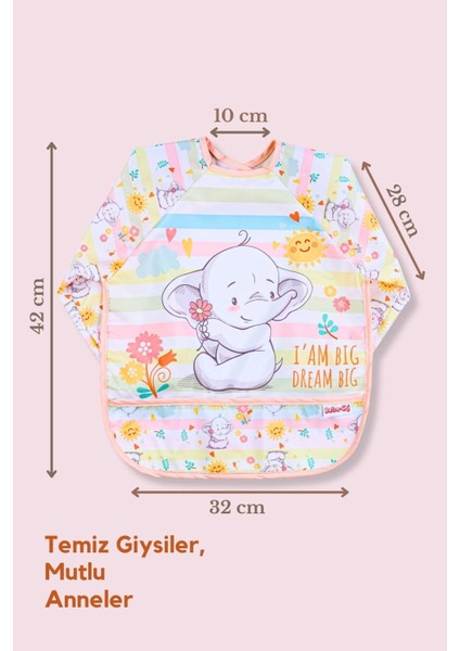 Uzun Kollu Giyilebilir Sevimli Kuğu- Fil Desen Sıvı Geçirmez Aktivite ve Mama Önlüğü 6- 24 Ay modelleri