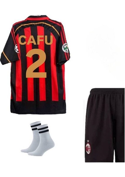 Milan Cafu 2006 2007 Kırmızı Siyah Nostalji Çocuk Forması