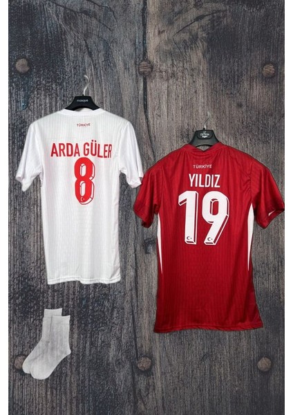 Euro 2024 T.ü.r.k.i.y.e Milli Takım Arda-Güler Beyaz Kenan Yıldız Kırmızı 2 Li Forması