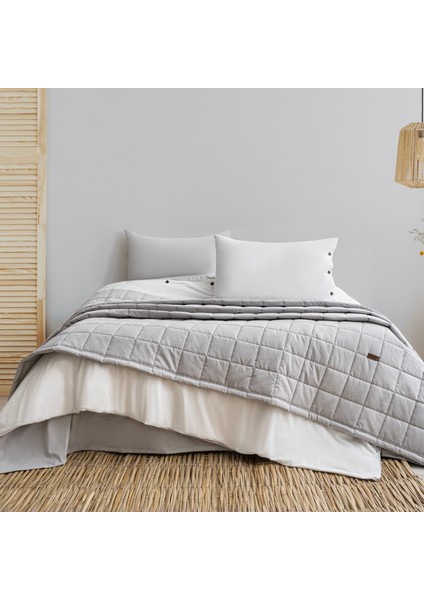 Home Soft Yatak Örtüsü Nevresim Seti 5 Parça-Gri