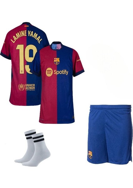 Kopya - Lamine-Yamal Barcelona Iç Saha Çocuk Forma Takımı 3'lü Set Çorap Hediyeli