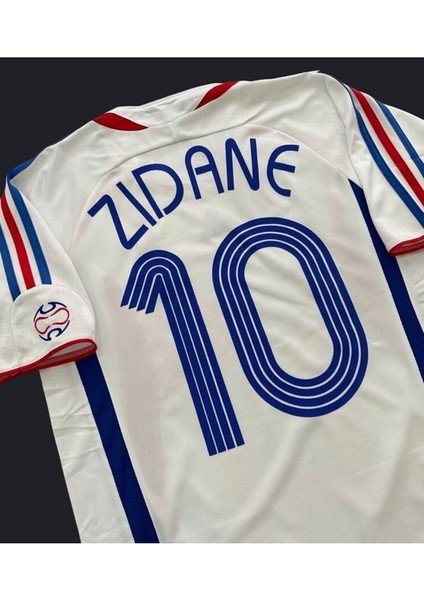 Zinédine Zidane Fransa 2006 Dünya Kupası Finali Nostaljik Retro Yetişkin Forma Beyaz