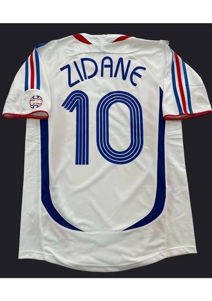 Zinédine Zidane Fransa 2006 Dünya Kupası Finali Nostaljik Retro Yetişkin Forma Beyaz modelleri