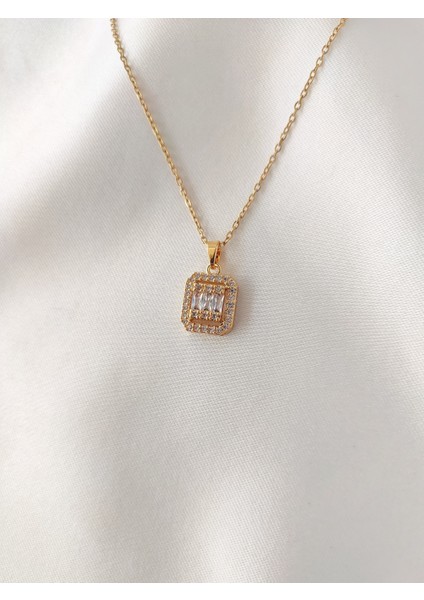 Kadın Paslanmaz Çelik Zirkon Taşlı Baget Kolye fiyatları