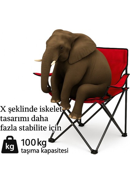 4'lü Katlanır Kamp Sandalyesi ve Masa Seti, Kırmızı/sarı, Plaj ve Kamp Kullanımı indirimleri