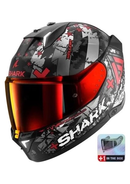 Kask Shark Skwal I3 Hellcat +Renkli Cam Kırmızı