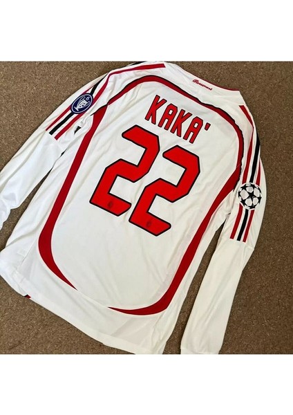 2006/07 Efsane A.c M.i.la.n #22 Kaka Leite Nostalji Yetişkin Forması Uzun Kollu (Beyaz)