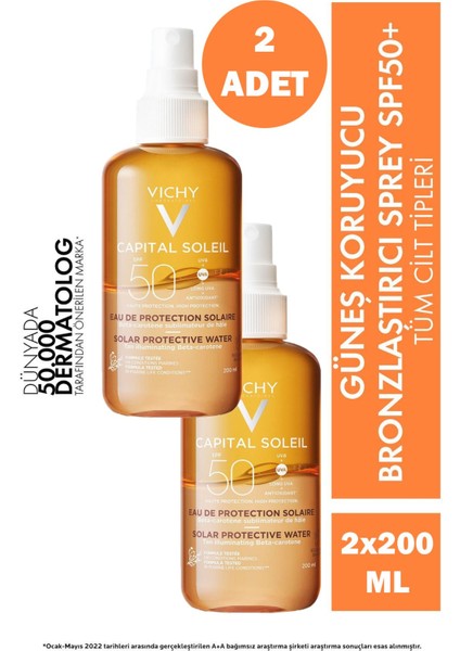 Capital x Eau Bronze With Beta Carotene Vücut Spreyi SPF50+ 200 ml 2 Adet