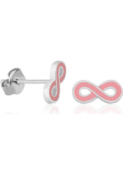 Gümüş Pembe Sonsuzluk Çivili Küpe