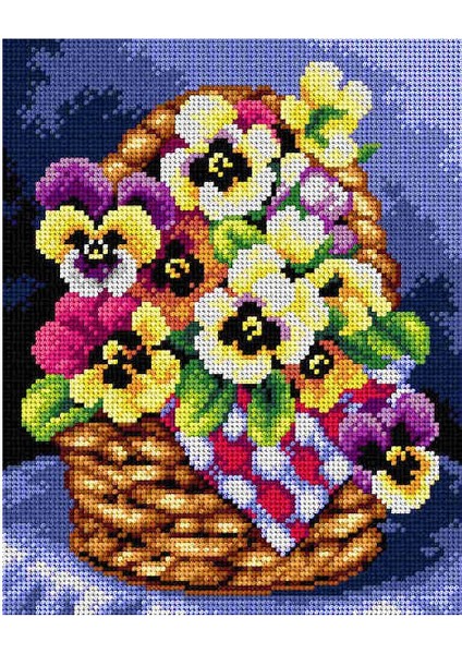 Baskılı Goblen Sepette Çiçekler 2653 24*34 cm