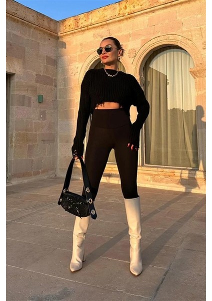 Kadın Uzun Yüksek Bel Şardonlu Toparlayıcı Tayt fiyatları