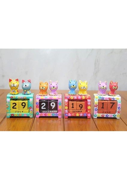 Ahşap Kedili Takvim Polos-23 - MLA9553-5171