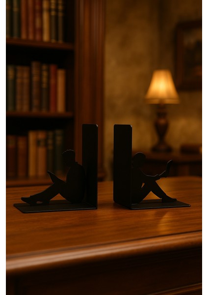 Dekoratif Metal Kitap Tutucu Okuyan Kadın ve Erkek Figürlü 2'li Set – Masa Üstü Kitaplık Düzenleyici fiyatları