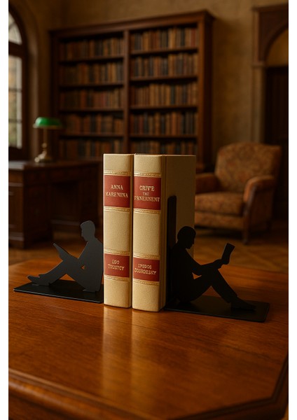 Dekoratif Metal Kitap Tutucu Okuyan Kadın ve Erkek Figürlü 2'li Set – Masa Üstü Kitaplık Düzenleyici modelleri
