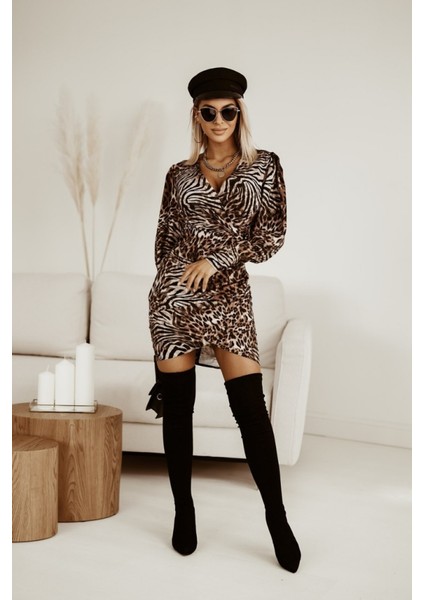 Kadın Uzun Kollu Kruvaze Yaka Mikro Elbise indirimleri