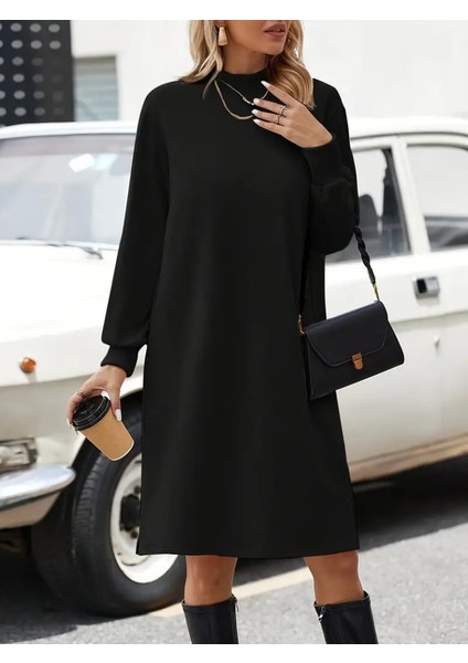 Kadın Uzun Kollu Balıkçı Yaka Kısa Şardonlu Dalgıç Elbise fırsatları