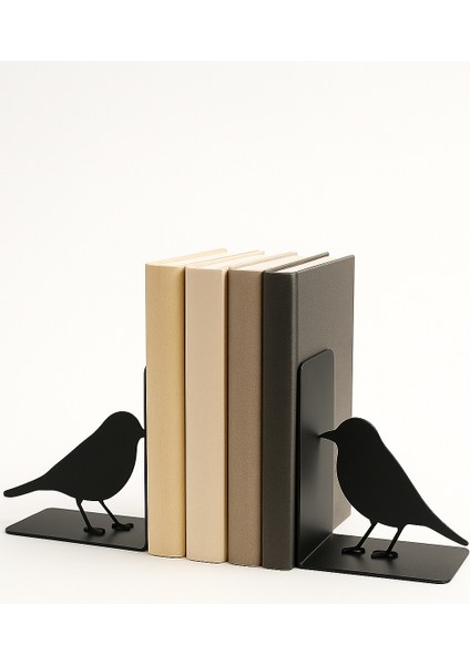 Kuş Figürlü Metal Kitap Tutucu 2’li Set – Doğa Temalı Dekoratif Masa Üstü Aksesuar