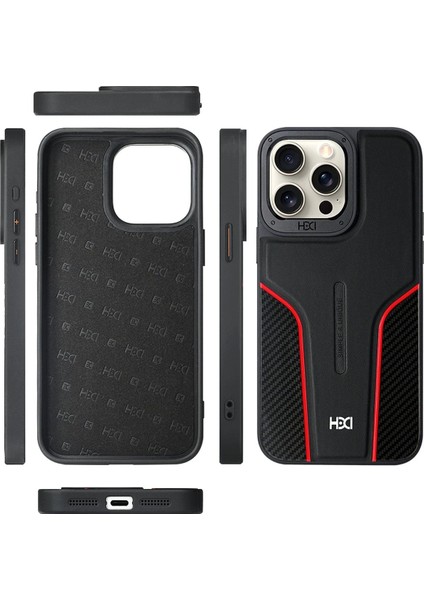 Apple iPhone 15 Pro HBC-264 Lambor Karbon Fiber Sport Kapak - Derin Mor fiyatları