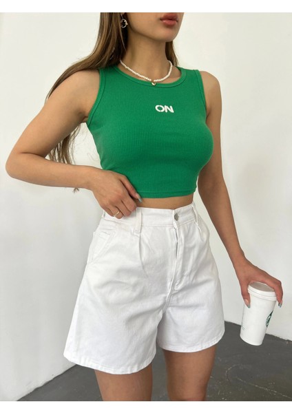 Çift Cepli Pileli Mini Denim Şort