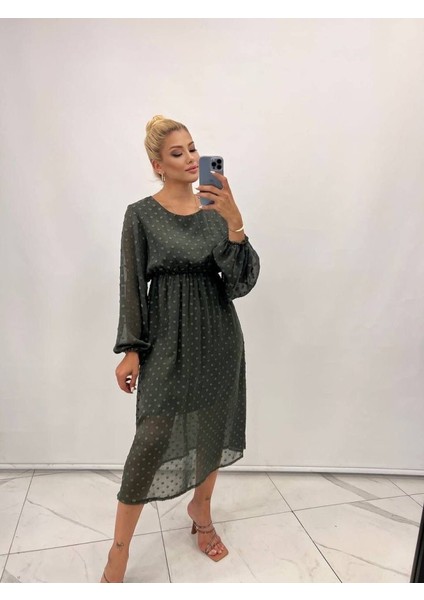 Kadın Uzun Kollu Astar Detay Fırsat Ürün Ponpon Şifon Elbise fırsatları