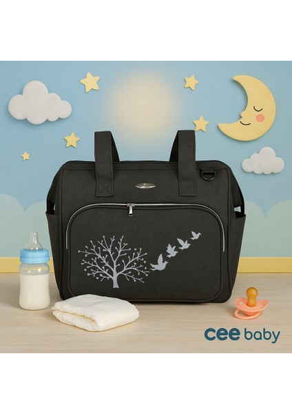 Ağaç Desenli Keten Anne & Bebek Bakım Çantası