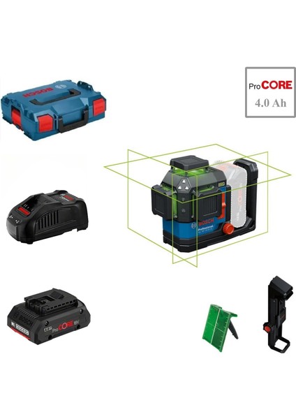 Gll 18V-120-33 Cg 1x4 Ah Procore Akülü Yeşil Çizgi Lazer