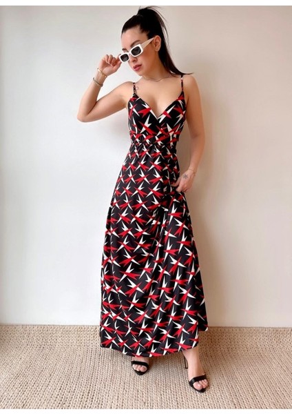 Kadın V Yaka Göğüs ve Sırt Dekolteli Fırsat Ürün Maxi Moy Elbise modelleri