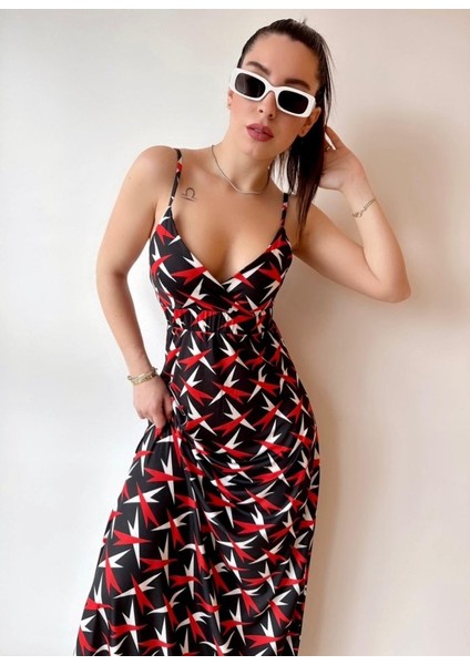 Kadın V Yaka Göğüs ve Sırt Dekolteli Fırsat Ürün Maxi Moy Elbise fırsatları